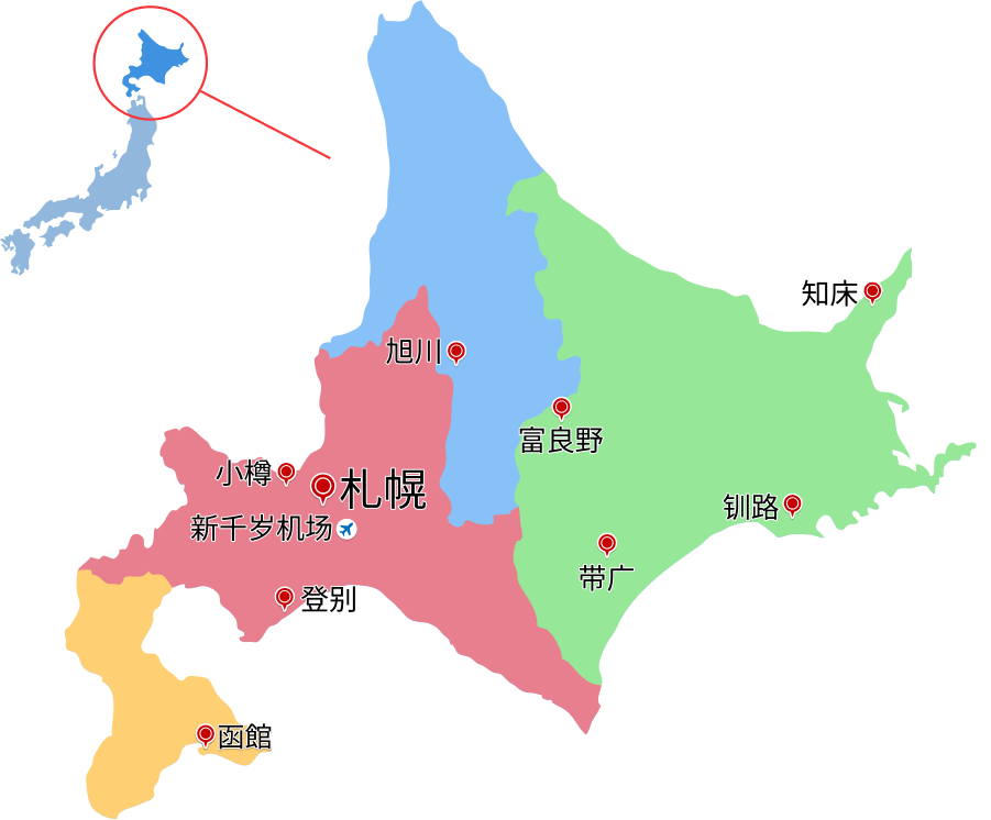 北海道主要的四大地区