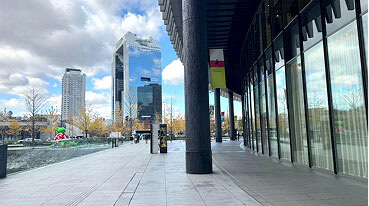 Follow the path along the exterior of GRAND FRONT OSAKA.