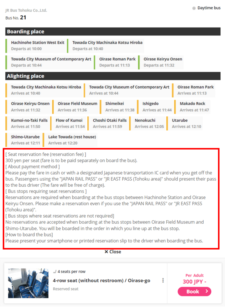 Choose the bus you want to book