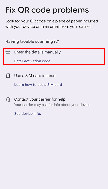 Tap Enter the details manually.