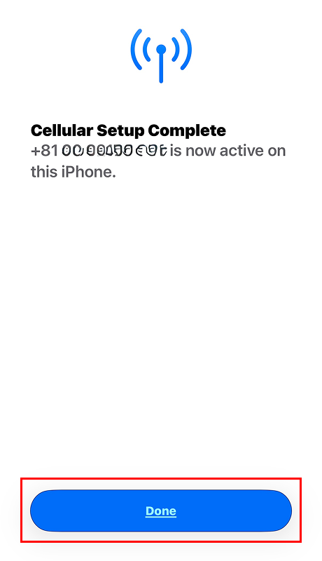 Tap Done after the cellular set up is complete