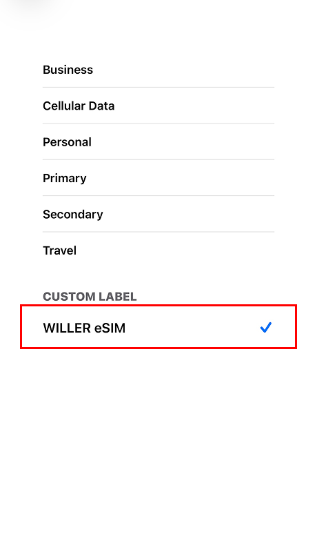 Choose WILLER eSIM.