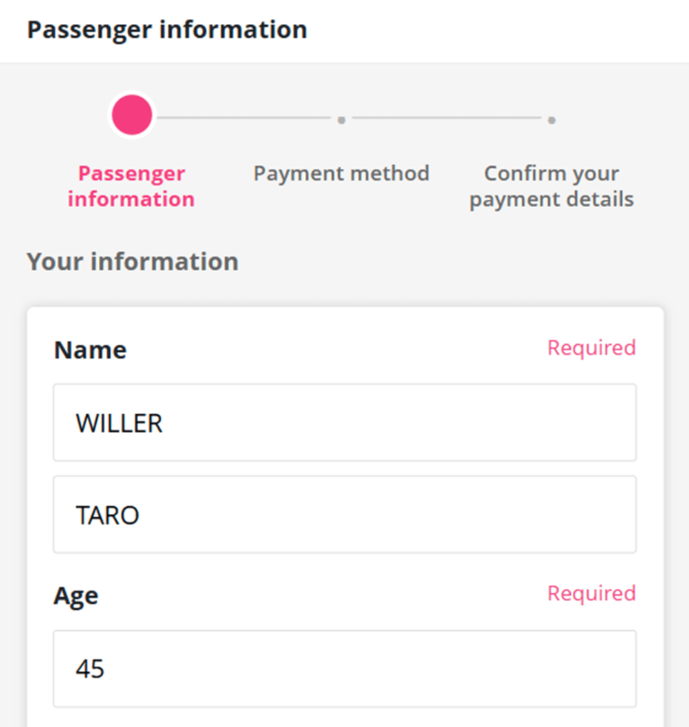 Enter Passenger Information