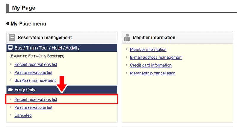 How to change ferry booking