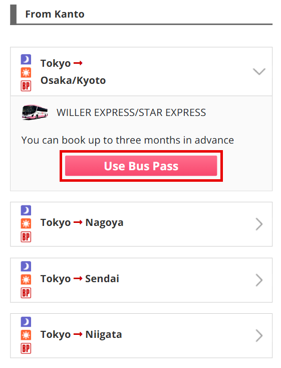 How to book a bus with Japan Bus Pass