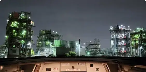 Kawasaki Factory Night View - View from the bus