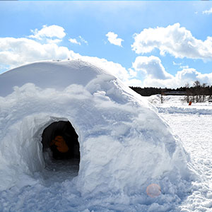 Lunch in snow hut