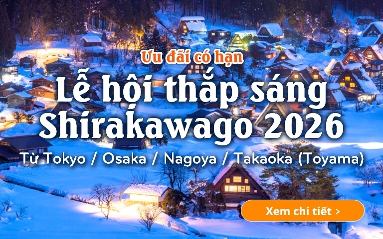 Tour Thắp sáng làng cổ Shirakawago 2026